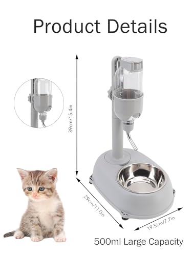Chazcool Pet Water Dispenser, Pet Standing Water Dispenser Bowl, 2 in 1 500ml Multifunctional Detachable Height with Stand...