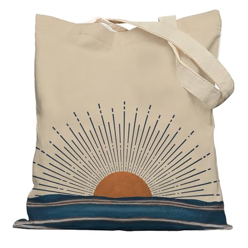 YeiHe Vintage Boho Tote Bag Aesthetic, Boho Sun Sunshine Ocean Wave Canvas Tote Bag for Women, Boho Gifts for Women, Boho ...