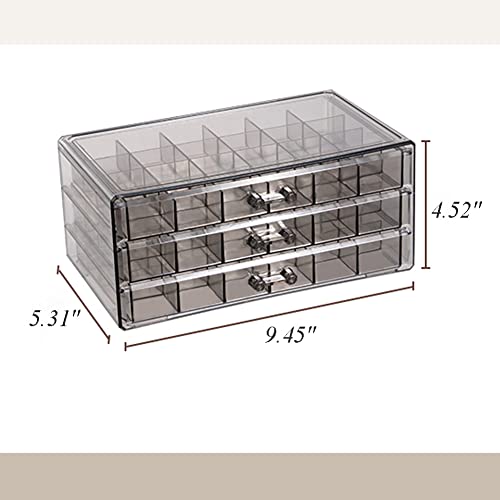 YUFONG Earring Storage Box Organizer 3 Drawers Acrylic Jewelry Storage Box Holder Transparent Jewelry Display Stand with 7...