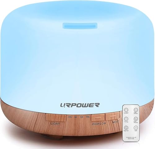 URPOWER 500ml Aromatherapy Essential Oil Diffuser Humidifier Room Decor Lighting with 4 Timer Settings, 7 LED Color Changi...