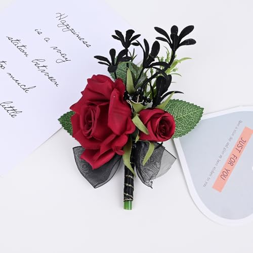 MAFELOE Corsage Boutonniere Set of 2 Pieces, Artificial Flower Supplies for Prom Party Business Celebration Suit Decoratio...