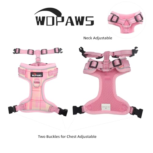 WDPAWS No Pull Dog Harness and Leash Set-Reflective Plaid Design, Adjustable & Comfortable with Front D Ring for Small Med...