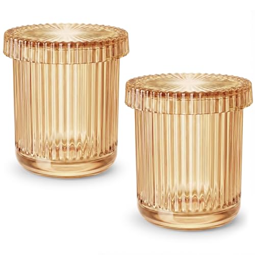 MKOSAB Bathroom Organizers and Storage,2 Pack Glass Qtip Holder Dispenser,Bathroom Essentials Accessories Decor,Vanity Mak...