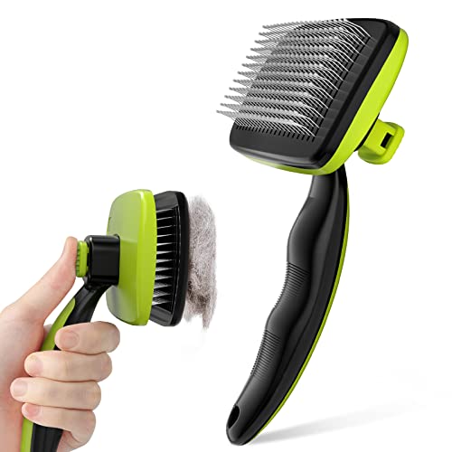 Pecute Self-Cleaning Slicker Brush for Dogs, Cats, Lightweight Dog Brush for Shedding Massaging Grooming, Cat Brush Gently...