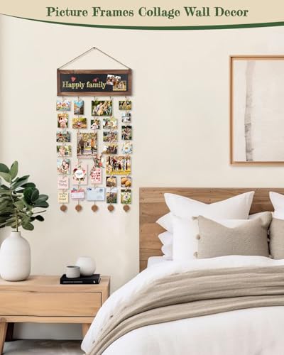 Bikoney Picture Frames Collage Photo Hanging Display Picture Board Wood Rustic Frames for Wall Decor and Dorm Room Decor w...