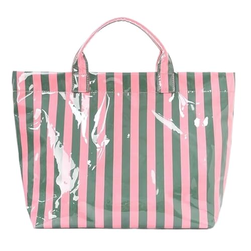 Tote Bag for Women Large Striped PVC Tote Bag Plastic Handbag Tote Bag for Work Travel