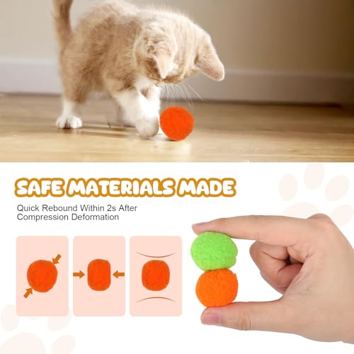 TEAWOO 50Pcs Cat Toys Pom Pom Balls with 1 Launcher Set, Interactive Cat Toy Stuff for Indoor Both Adult & Kitten Toys