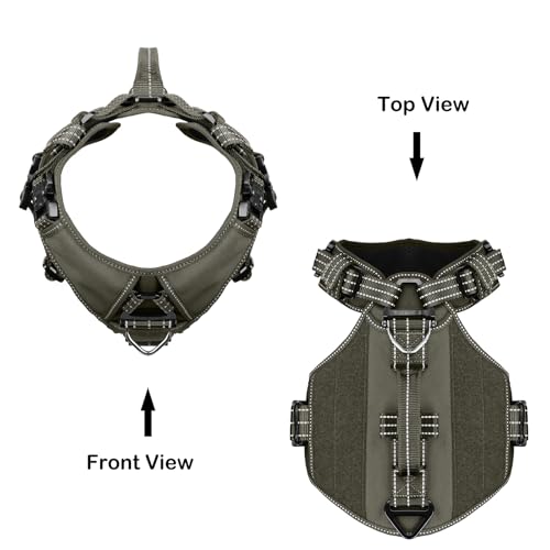 ICEFANG GN8 Tactical Dog Harness with 4X Metal Buckles for Large Sized Dogs,Reflective in Training Walking K9 Dog Vest,No-...