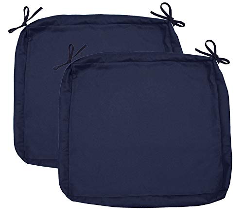 Sigmat Outdoor Seat Cushion Cover Water Repellent Square Chair Cushion Cover-Only Cover Navy 18"x18"x2"(2 covers)