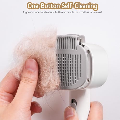 Dog & Cat Brush for Shedding, Self Cleaning Deshedding Brush with Adjustable Bristle Length & Dematting Comb, Skin Friendl...