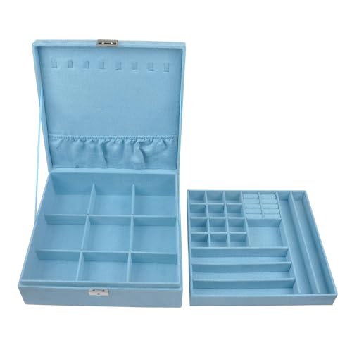 GYJOYERO Jewelry Boxes 10 x 10 Inches 2-layer Handle Necklace Holder Organizer Jewellery Women Rings Storage Display Girls...