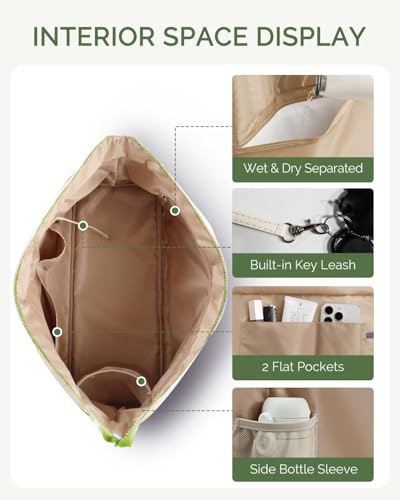 HOMESPON Large Waterproof Beach Bag for Women Pool Bags with Wet Compartment Lightweight Tote for Work Travel Weekends