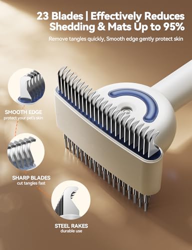 Dog Brush for Shedding with Steam, Dog Brush for Long Haired Dogs and Cats, Dual-Sided Dematting and Deshedding, Safe Non-...