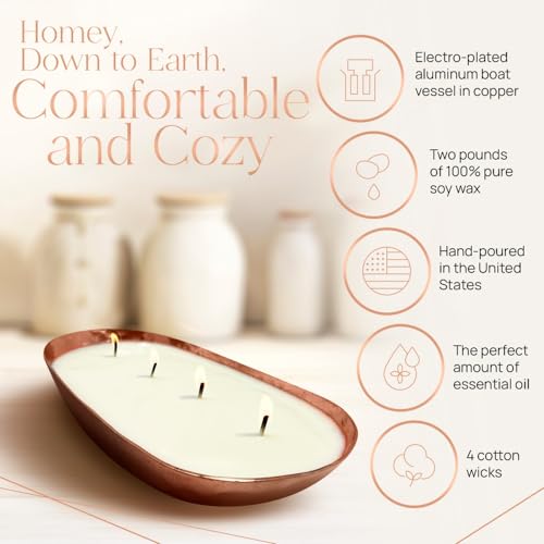 Dough Bowl Candle Co. Luxury Candle - Scented Luxury Candles for Home, 12x5x2 Inch Vessel for Women and Men, Fancy 4 Wick ...