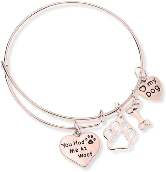 Infinity Collection Dog Charm Bracelet - Paw Print Jewelry- Dog Lovers Bracelet- Dog Owner Bangle - Gift for Dog Lovers, A...