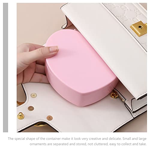 Cabilock 4 PCS Heart Shape Double Layer Jewelry Box with Mirror, Portable Jewelry Organizer Case for Earrings Rings Neckla...