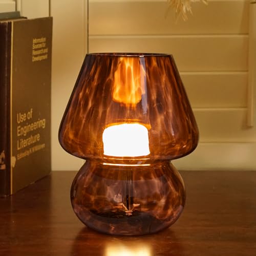ULAROOM USB Plug-in Vintage Mushroom Lamp Small Bedside Table Lamp with 3 Temperature LED Bulb,Free Dimming Nights Light f...