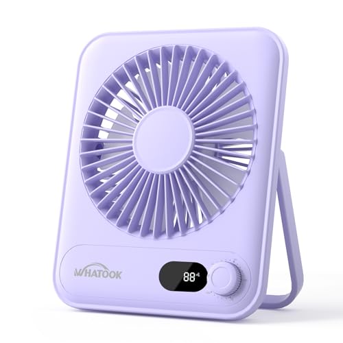 WHATOOK Small Desk Fan Personal Fans: 5000mah 25 Hours Battery Office Quiet Mini Desktop Fan Portable Rechargeable Travel ...