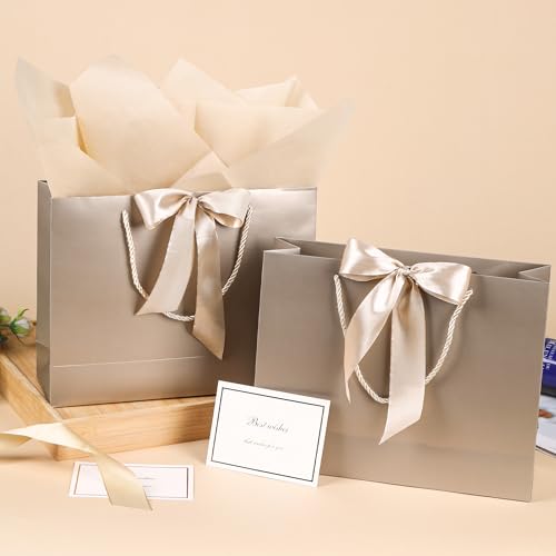 PASEOTA 12.6" Gift Bags Bulk, 10 Pcs Gift Bags with 20 Tissue Paper 10 Greeting Cards, Luxury Bag with Handles for Wedding...