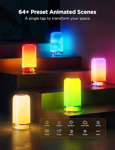 Govee RGBIC Smart Table Lamp 2, Touch Bedside Small Table Lamp Compatible with SmartThings, Matter, Alexa, Desk Lamp with ...