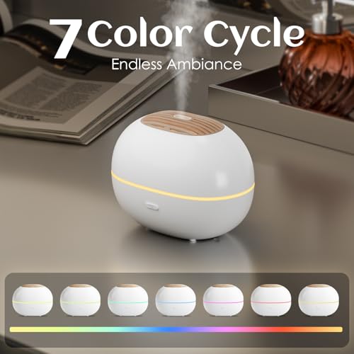 Soulorigin 100ml Mini Essential Oil Diffuser, Portable Aromatherapy Diffuser with Warm Light, One-Button Control, Auto Shu...