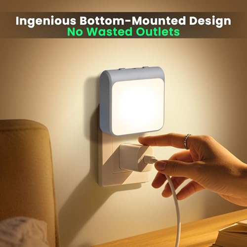 6-Pack Dimmable LED Night Lights Plug into Wall with Dusk to Dawn Sensor, 2 Color in 1 Plug in Night Light 30-60lm Brightn...