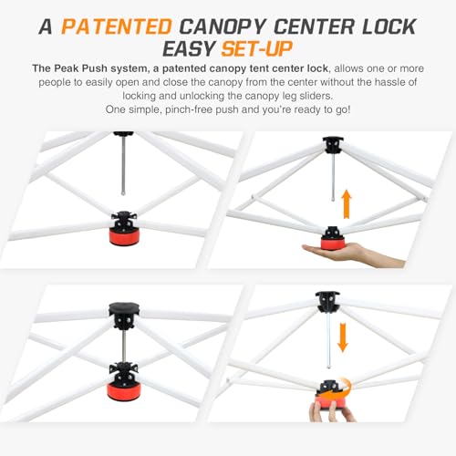 EAGLE PEAK 10x10 Slant Leg Pop-up Canopy Tent Easy One Person Setup Instant Outdoor Beach Canopy Folding Portable Sports S...