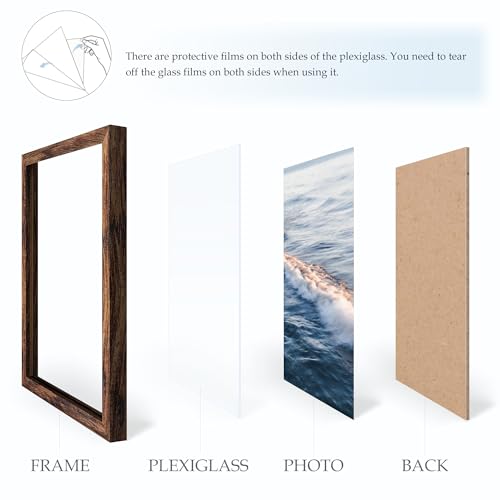 Fisnish 12x16 Picture Frame Brown, Classic Poster Frame for Horizontal or Vertical Wall Mounting, 1 Pack
