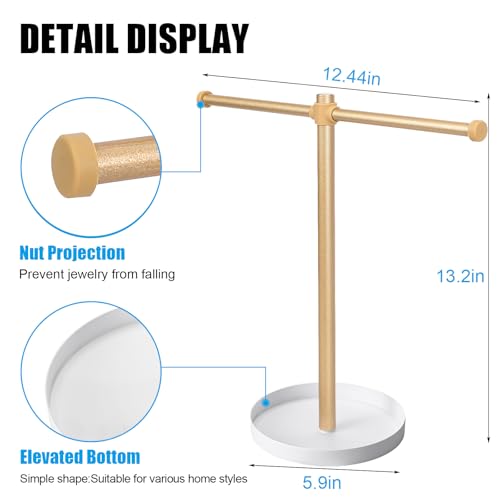 bodkar Necklace Stand Aesthetic Necklace Holder: 12.9" Glod Metal Necklace Organizer for Home Decor