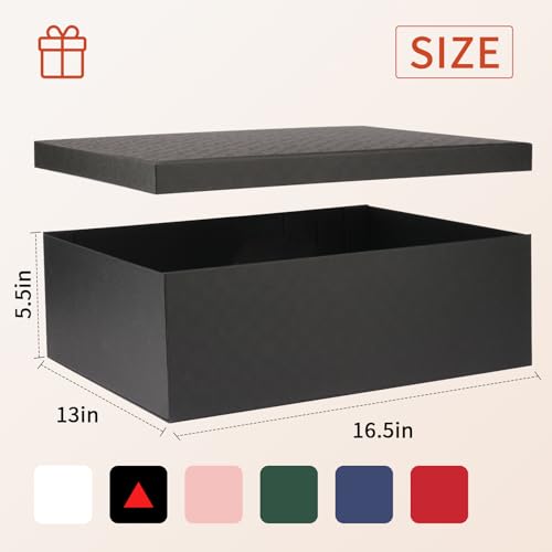 YINUOYOUJIA Large Gift Box 16.5x13x5.5 inches,Black Gift Boxes with Lids for Presents,Birthday,Valentine's Day,Mother's Da...
