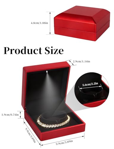 Hatori Luxury Bracelet Box, Velvet Jewelry Bangle Box Storage Case Organizer Holder with LED Light for Wedding, Engagemen...