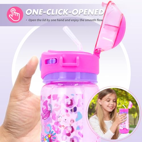 YOYTOO Kids Water Bottle with Straw/Lanyard for School Kids Girls Boys, 22oz BPA Free Child Drinking Water Bottle One-Clic...