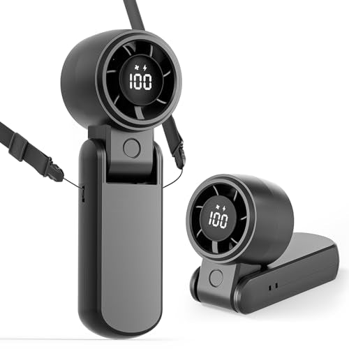 TriPole Portable Handheld Turbo Fan with Digital Display, 3-IN-1 Rechargeable Mini Travel Fan, Battery Operated, 190° Fold...