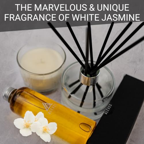 Essential Oil Diffuser Set Jasmine Reed Diffuser Fragrance – Infuser Aroma Gift Set – Room Scent Aesthetic – Home Fragranc...