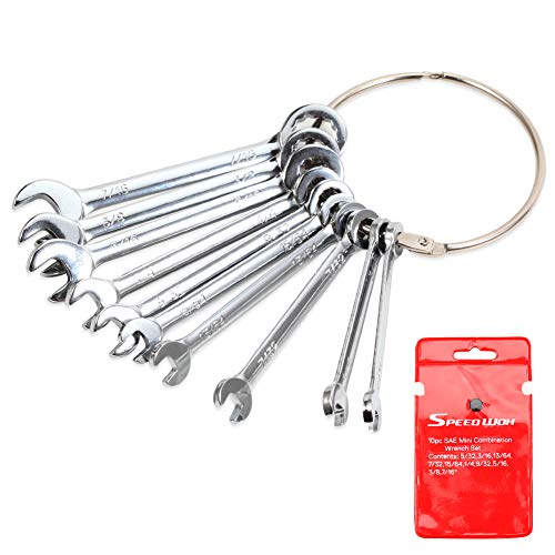 SPEEDWOX Mini SAE Ignition Wrench Set 10 Pcs 5/32"-7/16" Standard Small Wrench Set Combination Wrenches Open and Box End S...