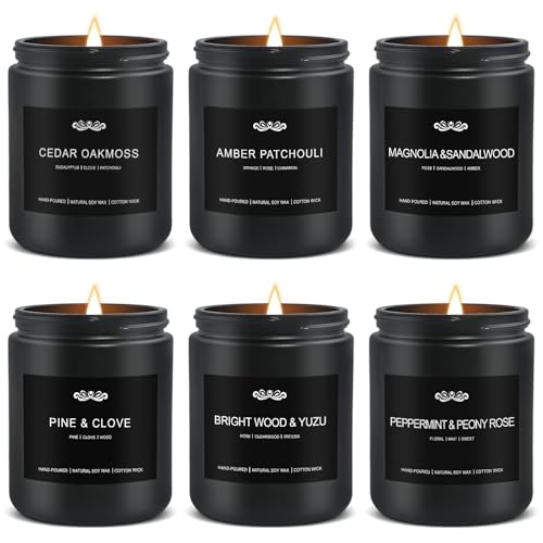 6 Pack Candles for Home Scented Aromatherapy Candles Gifts Set for Men, Men Candle Set, 42 oz 300 Hour Long Lasting Candle...