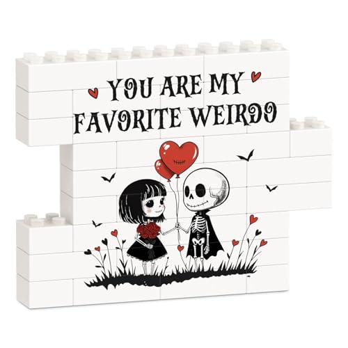IDELTIME Anniversary Sign Gifts for Men Women, Gothic Building Blocks Puzzle Plaque, Romantic I Love You Birthday Gifts fo...