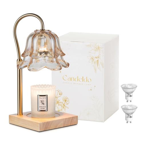 Candeldo Candle Warmer Lamp with Timer: Flower Gold Candle Lamps Height Adjustable Wax Melt House Warming Gifts New Home D...