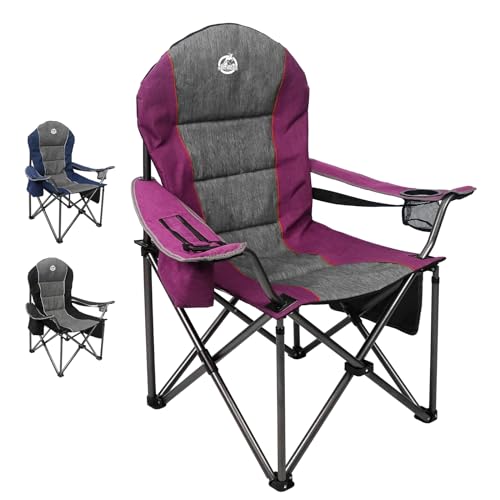 Northroad Oversized Portable Camping Chair, Full Padded Outdoor Folding Chair Support 350 LBS, Heavy Duty Lawn Chair with ...