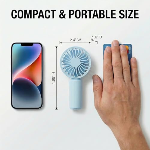 VanSmaGo 4 Pack Mini Handheld Fan, USB Rechargeable Portable Personal Fan with 3 Speeds, Detachable Cover, Small Lightweig...