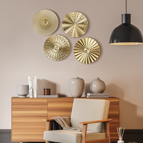 Hicarer 4 Pcs 12 Inch Metal Wall Art Decor Sunburst Hanging Metal Artwork Decor Wall Art Decorations for Home Living Room ...