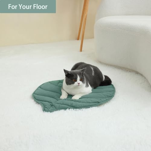 Letalong 30 X 20 Inch Leaf Shaped Cotton Cat Bed Pad, Warming Cat Mat, Pet Warming Pad for Cats, Warmer Mat for Feral and ...