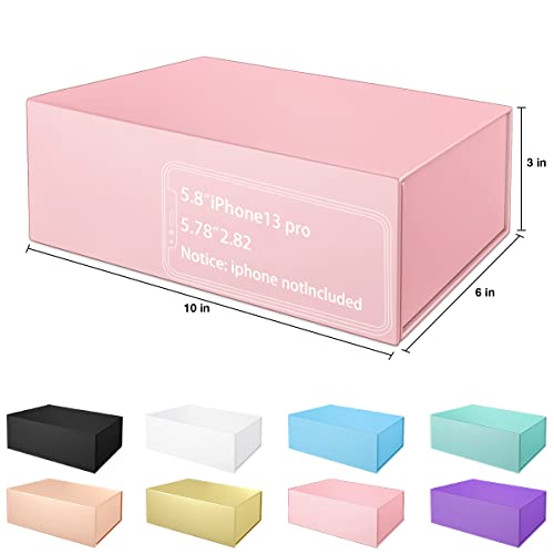Pink Gift Box 10" x 6" x 3" with Magnetic Closure Lid Gift Boxe for Presents,Bridesmaid Gifts Boxes,Cute Box,Birthday Gift...
