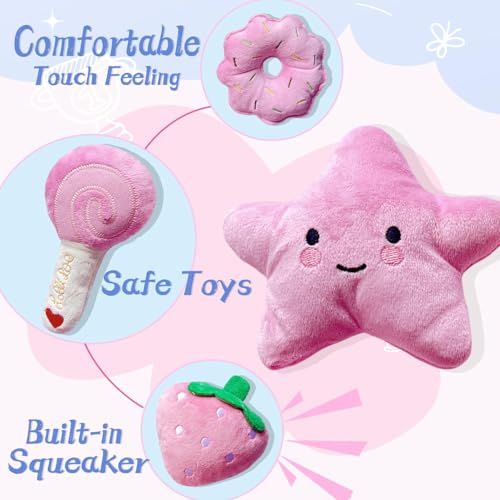 MOSYZEO Small Dog Toys, Squeaky Dog Toy for Small Dogs- Pink Cute Puppy Toys, 4 Packs Pet Chew Toys for Fun, Interactive D...
