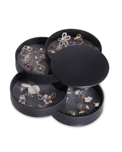 CONBOLA Jewelry Organizer, Small Jewelry Storage Box Earring Holder for Women, 5-Layer Rotating Travel Jewelry Tray Case w...