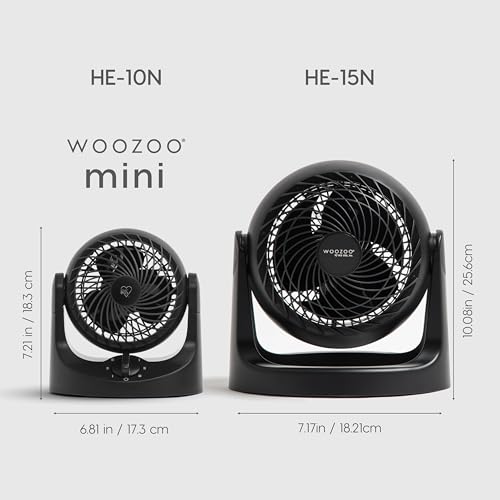 IRIS USA WOOZOO Mini Desk Fan, Air Circulator, 3 Speeds, 32ft Max Air Distance, 108ft² Coverage, 112° Adjustable Vertical ...
