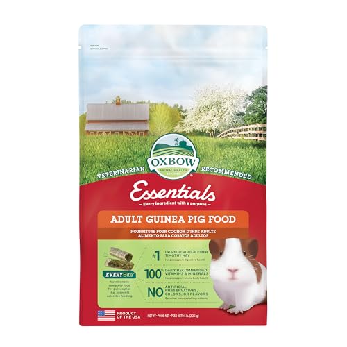 Oxbow Essentials Guinea Pig Food, Adult Guinea Pig, Made with Oxbow Timothy Hay, Pet Food Pellets with Vitamin C, Small An...