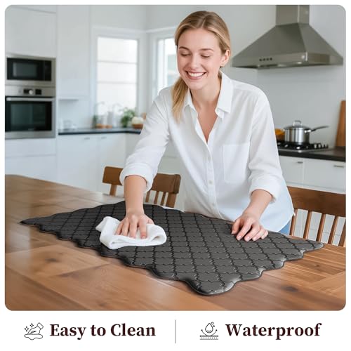 Arenarug Upgrade Scalloped Embossed Kitchen Mats for Floor 2PCS Cushioned Anti Fatigue Waterproof Foam Kitchen Rugs Non Sl...