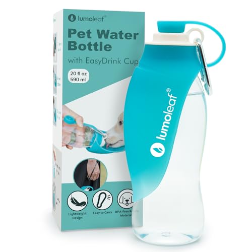 LumoLeaf Dog Water Bottle for Walking, Portable Pet Water Dispenser with Foldable Leaf Bowl – Lightweight Travel Bottle fo...