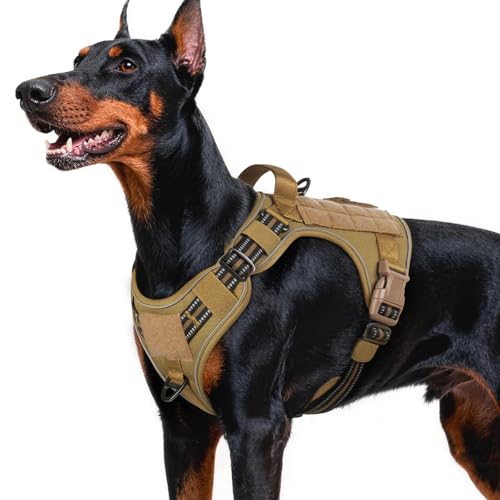 rabbitgoo Dog Harness for Large Dogs No Pull, Tactical Service Pet Vest with Molle and Control Handle, Adjustable and Refl...